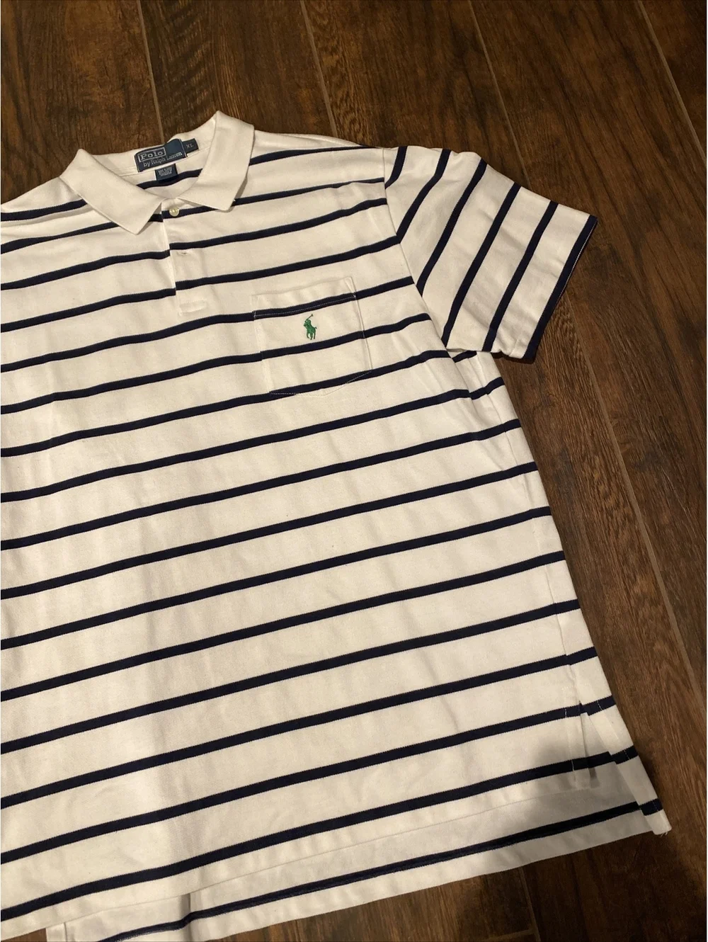 POLO RALPH LAUREN MEN SIZE XL WHITE STRIPED SHORT SLEEVE COLLARED POLO SHIRT